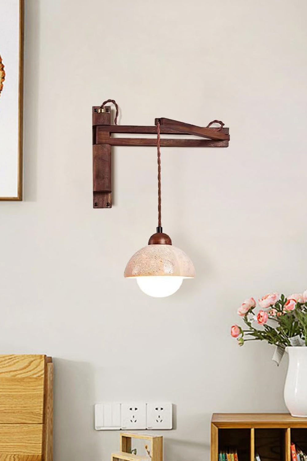 Adjustable Travertine Dome Wall Sconce - view 4 | everlamps