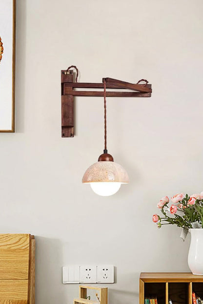 Adjustable Travertine Dome Wall Sconce - view 4 | everlamps