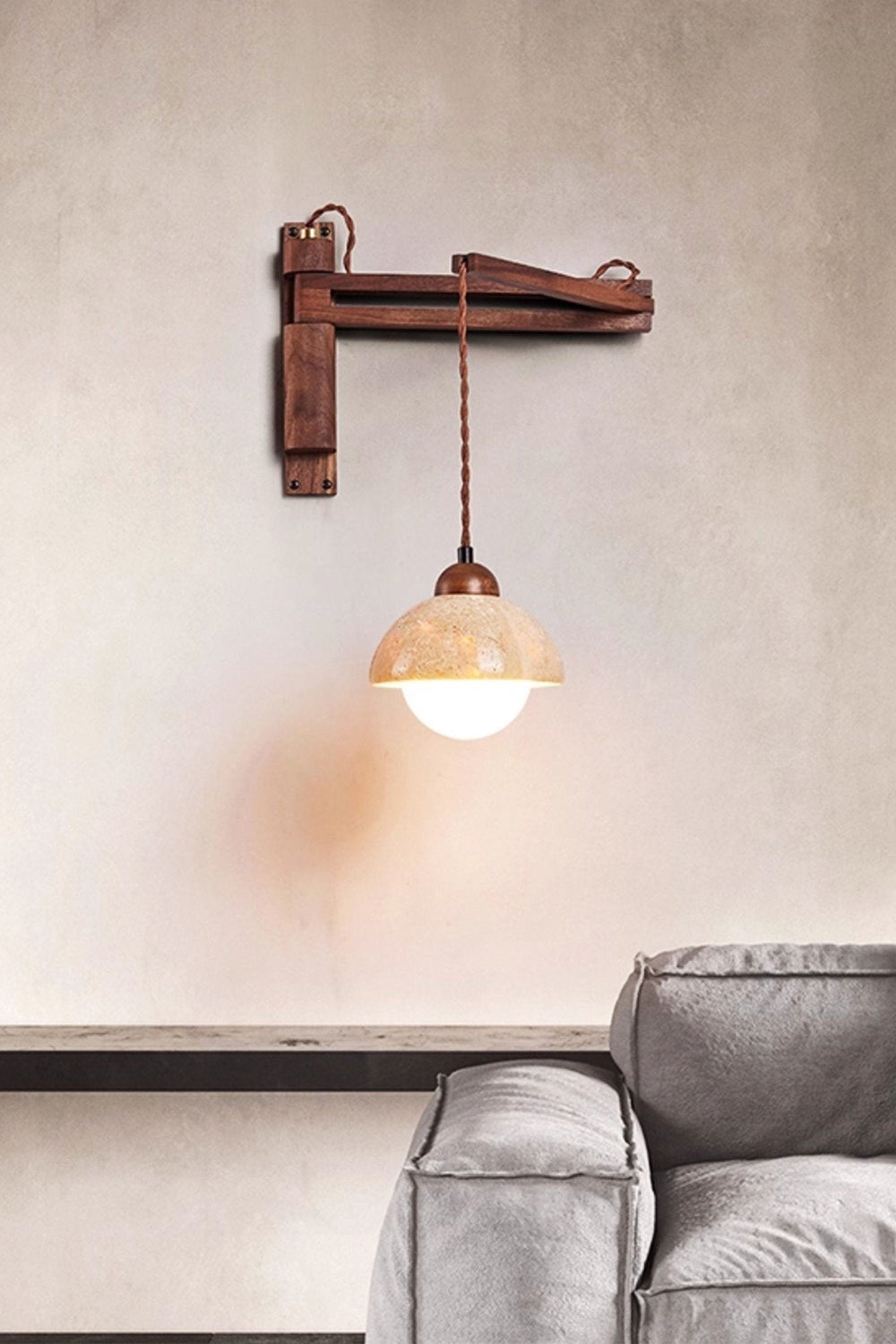Adjustable Travertine Dome Wall Sconce - view 5 | everlamps