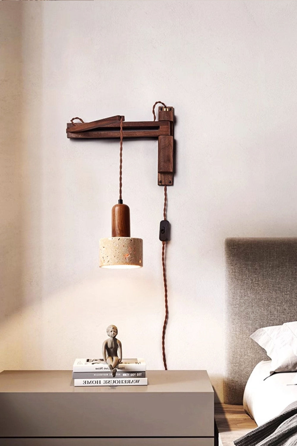 Adjustable Travertine Dome Wall Sconce - view 2 | everlamps