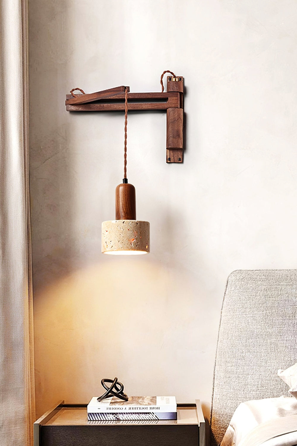 Adjustable Travertine Dome Wall Sconce - view 3 | everlamps