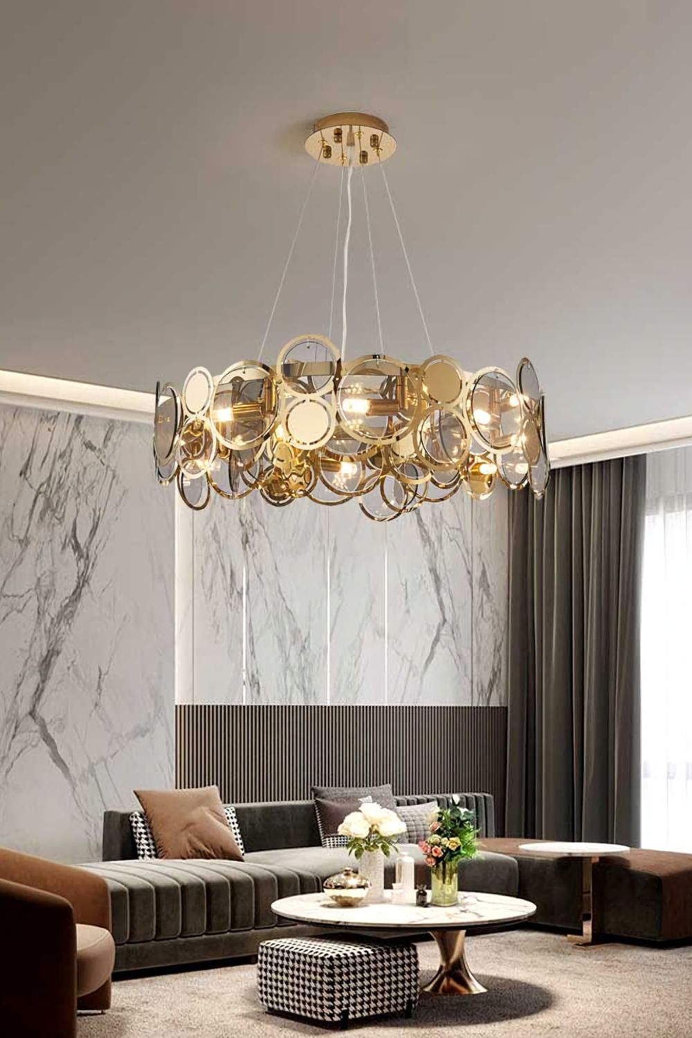Adrianna Glass Round Chandelier - everlamps
