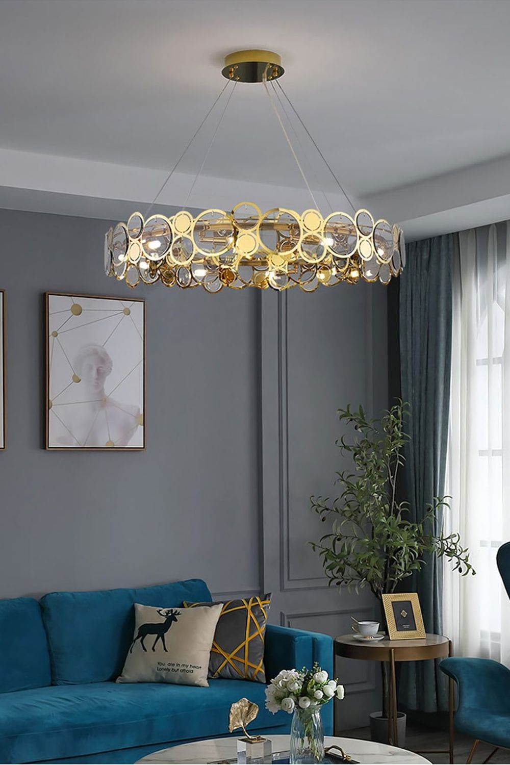 Adrianna Glass Round Chandelier - everlamps