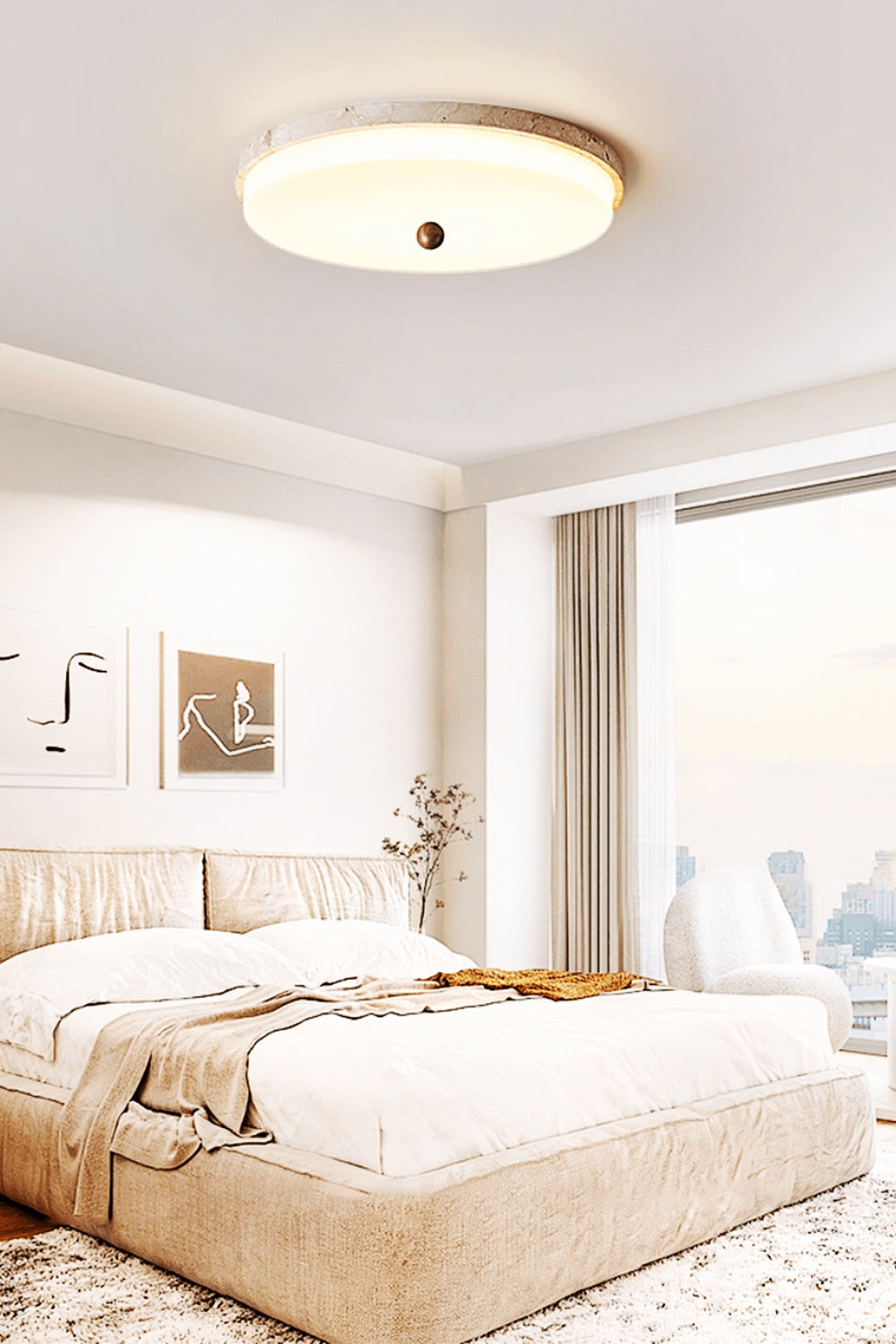 Aeon Travertine Globe Ceiling Light - view 6 | everlamps