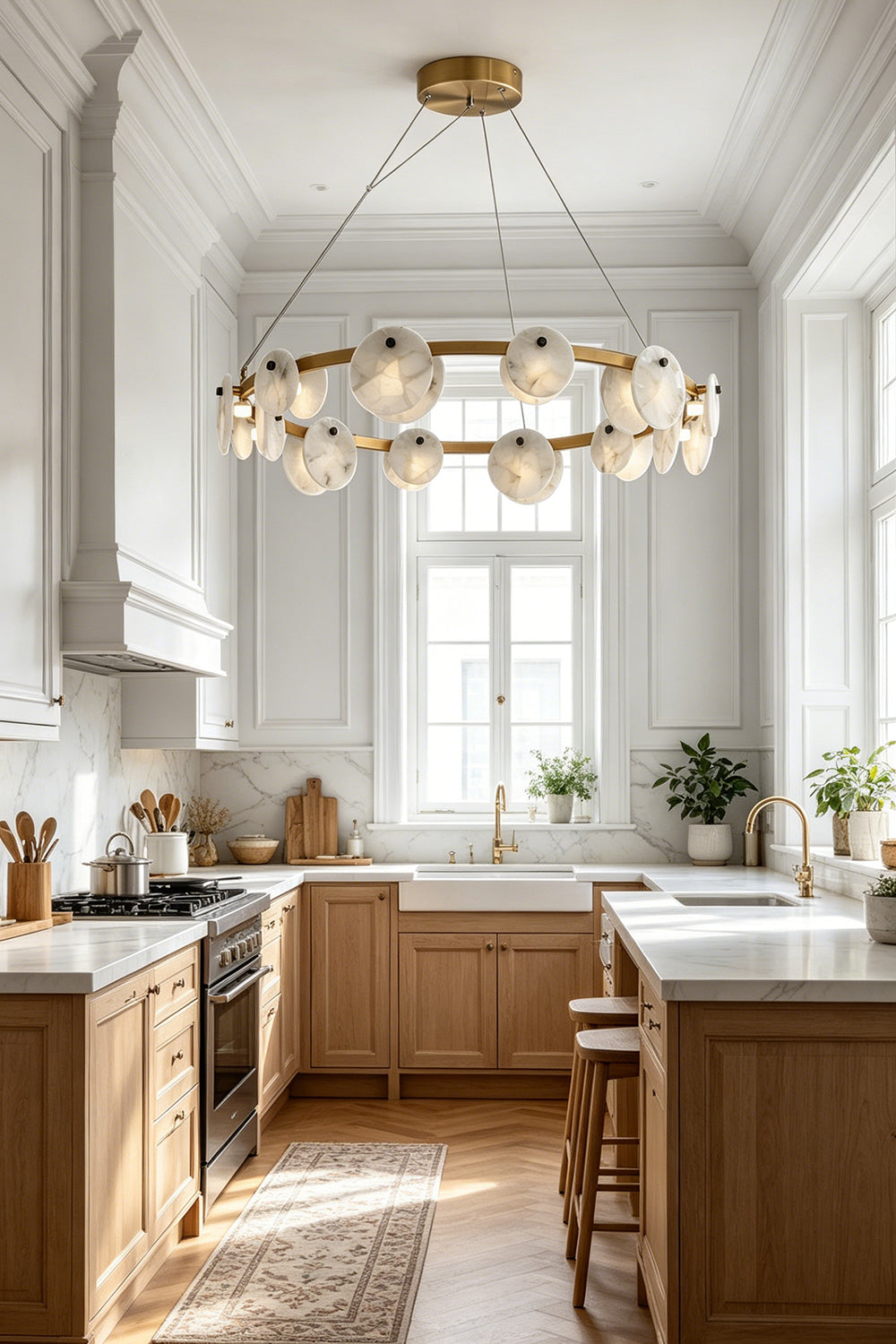 Alabaster Disc Ring Chandelier for Kitchen | vexa lamps