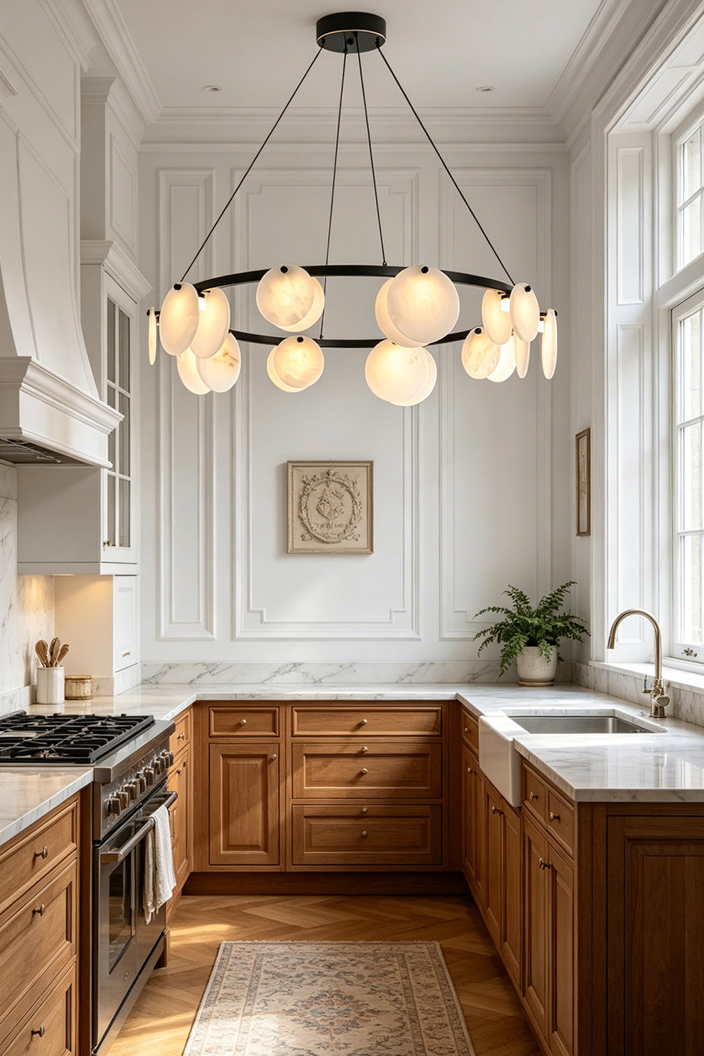 Alabaster Disc Ring Chandelier for Kitchen | vexa lamps