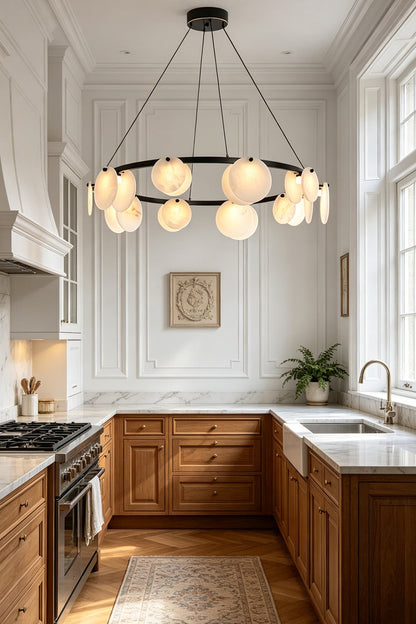 Alabaster Disc Ring Chandelier for Kitchen | vexa lamps