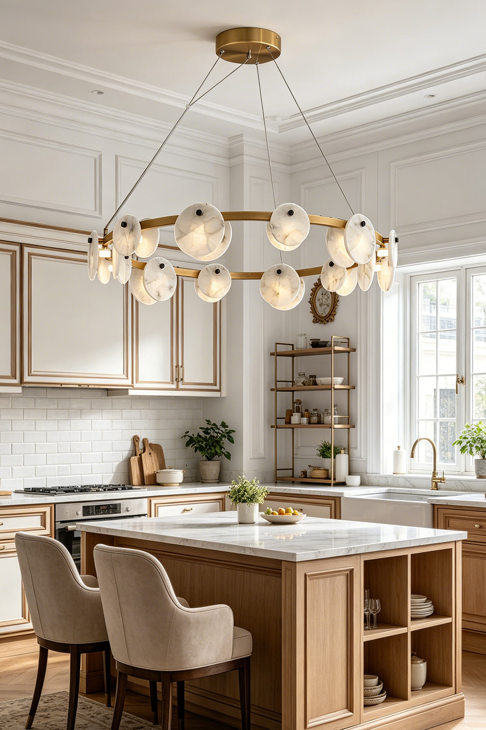 Alabaster Disc Ring Chandelier for Dining Room | vexa lamps