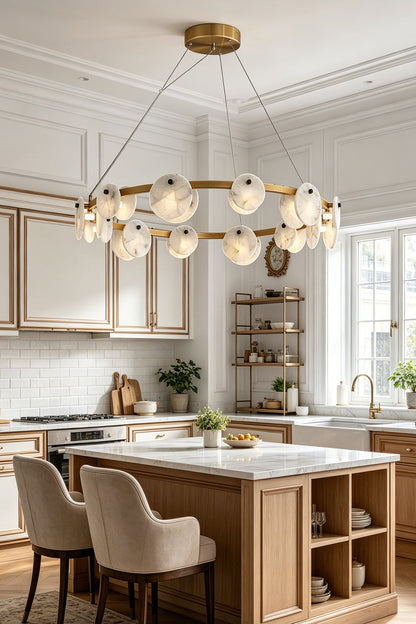Alabaster Disc Ring Chandelier for Dining Room | vexa lamps