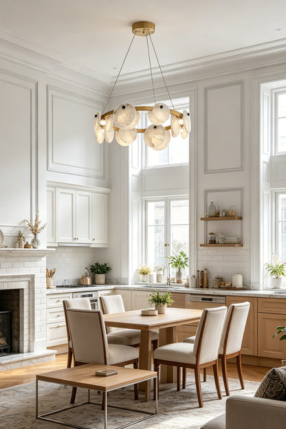 Alabaster Disc Ring Chandelier for Dining Room | vexa lamps