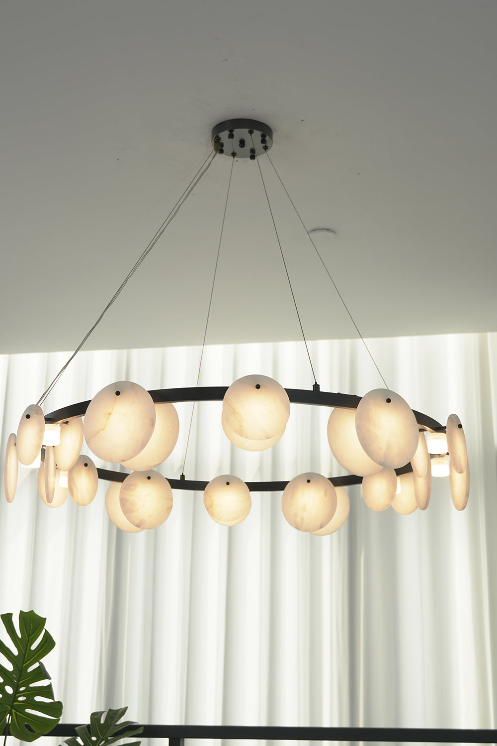 Alabaster Disc Ring Chandelier | detail | vexa lamps