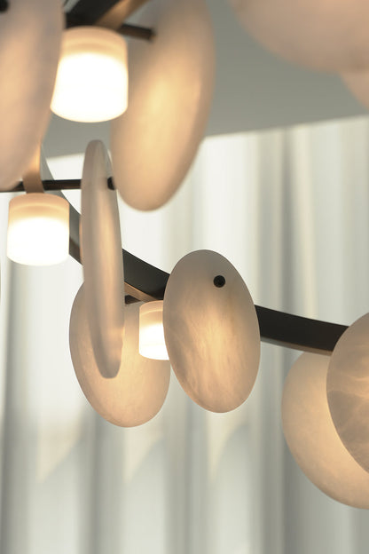 Alabaster Disc Ring Chandelier |Alabaster detail | vexa lamps