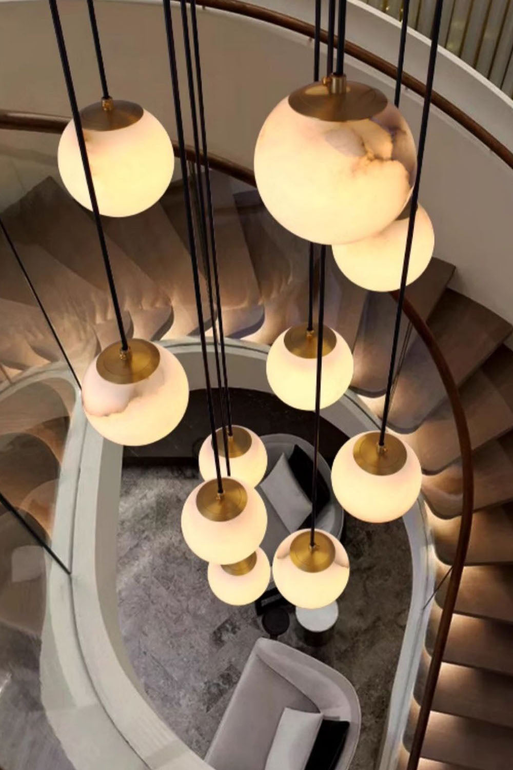 Alabaster Balls Cluster Chandelier - view 9 | everlamps
