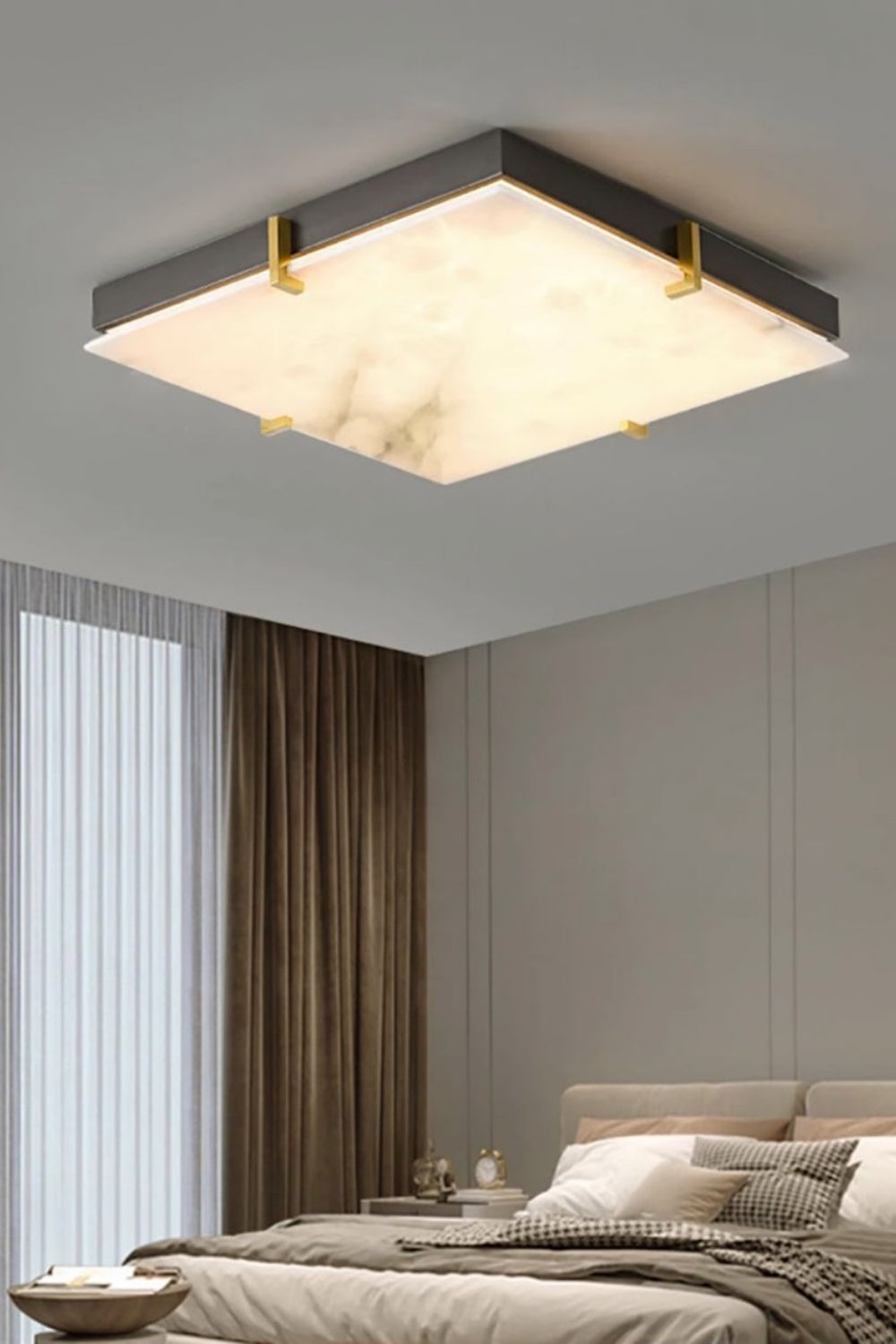 Alabaster Black Square Ceiling Lamp - view 3 | everlamps