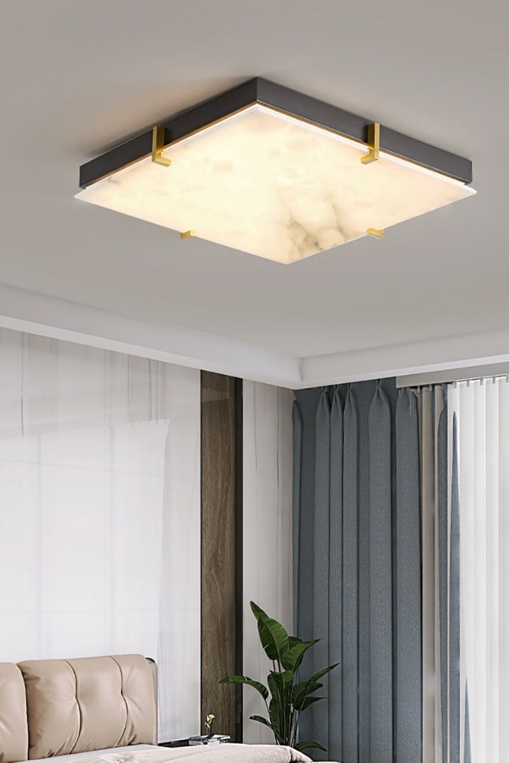 Alabaster Black Square Ceiling Lamp - view 5 | everlamps