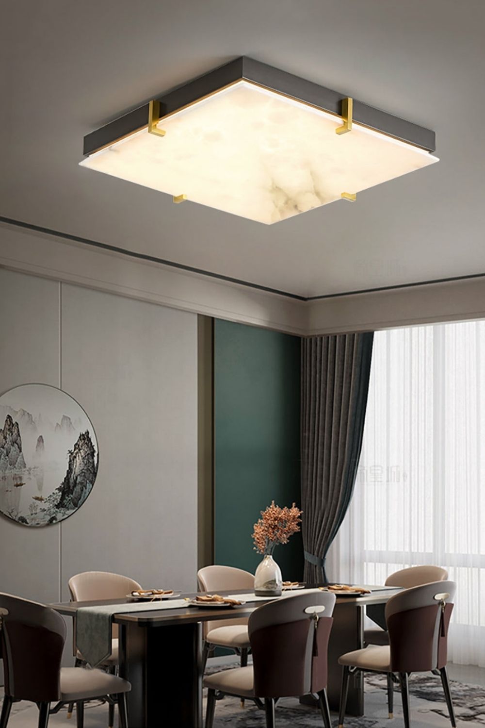 Alabaster Black Square Ceiling Lamp - view 6 | everlamps