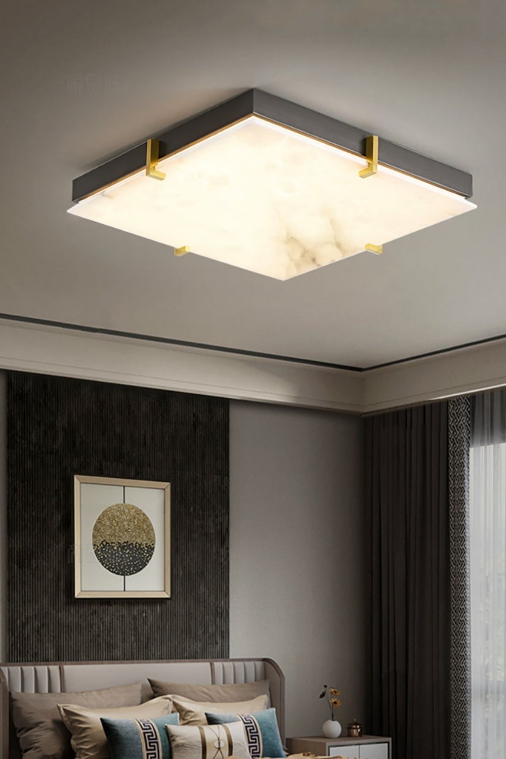 Alabaster Black Square Ceiling Lamp - view 7 | everlamps