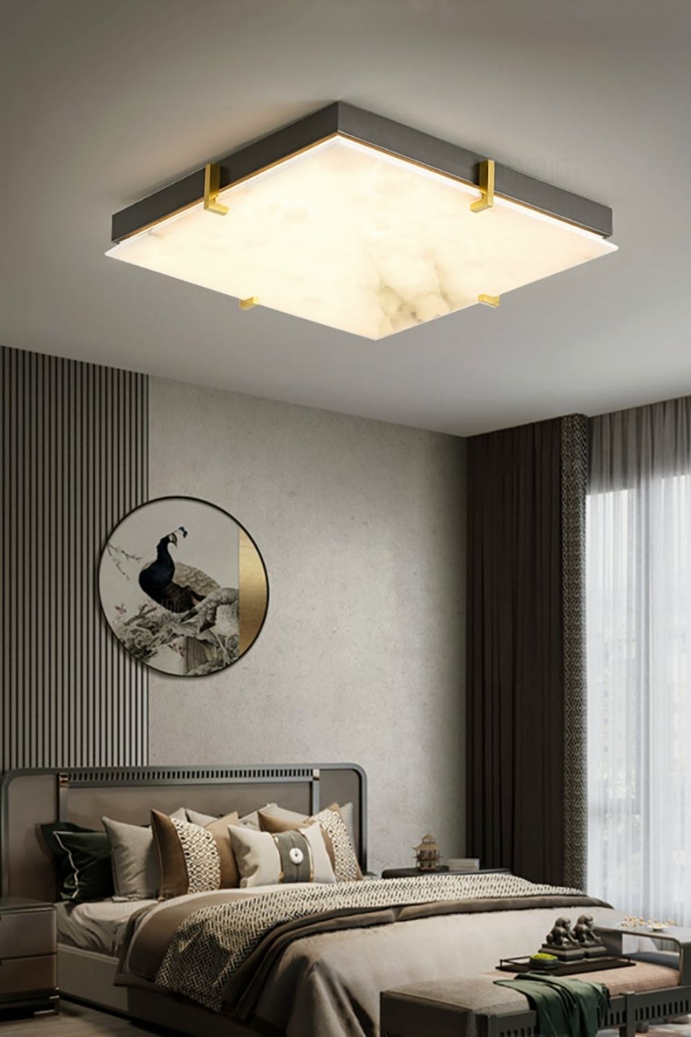 Alabaster Black Square Ceiling Lamp - view 8 | everlamps