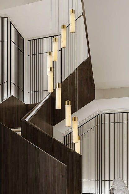 Alabaster Celestial Brass Cascade Chandelier - view 4 | everlamps