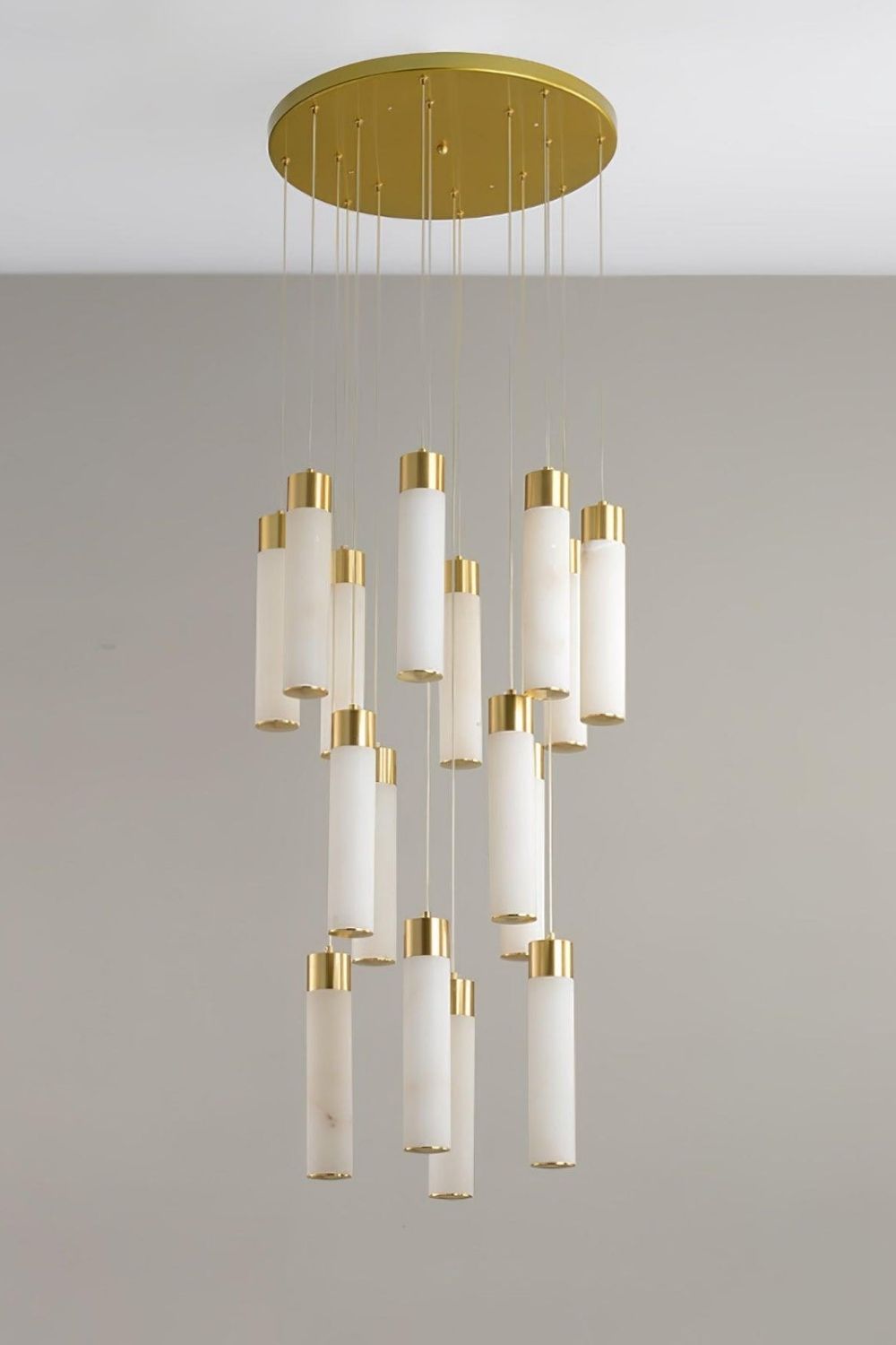 Alabaster Celestial Brass Cascade Chandelier - view 9 | everlamps