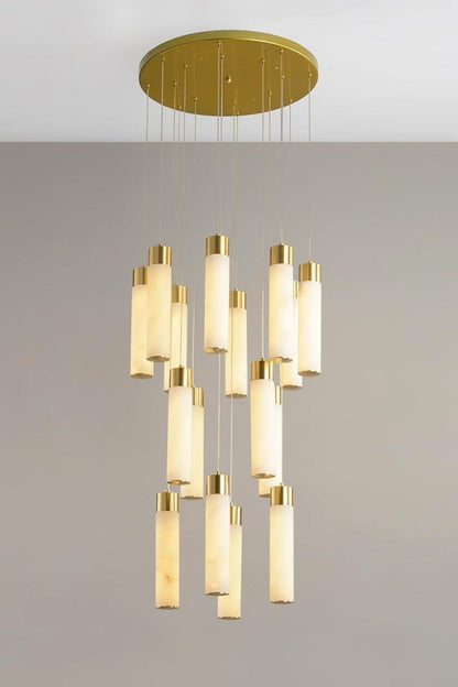 Alabaster Celestial Brass Cascade Chandelier - view 6 | everlamps