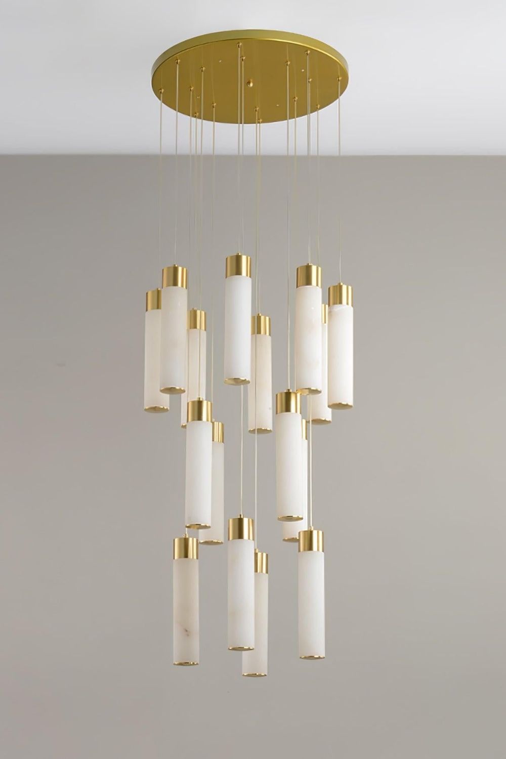 Alabaster Celestial Brass Cascade Chandelier - view 10 | everlamps