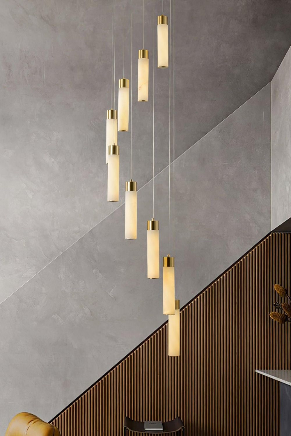 Alabaster Celestial Brass Cascade Chandelier - view 5 | everlamps