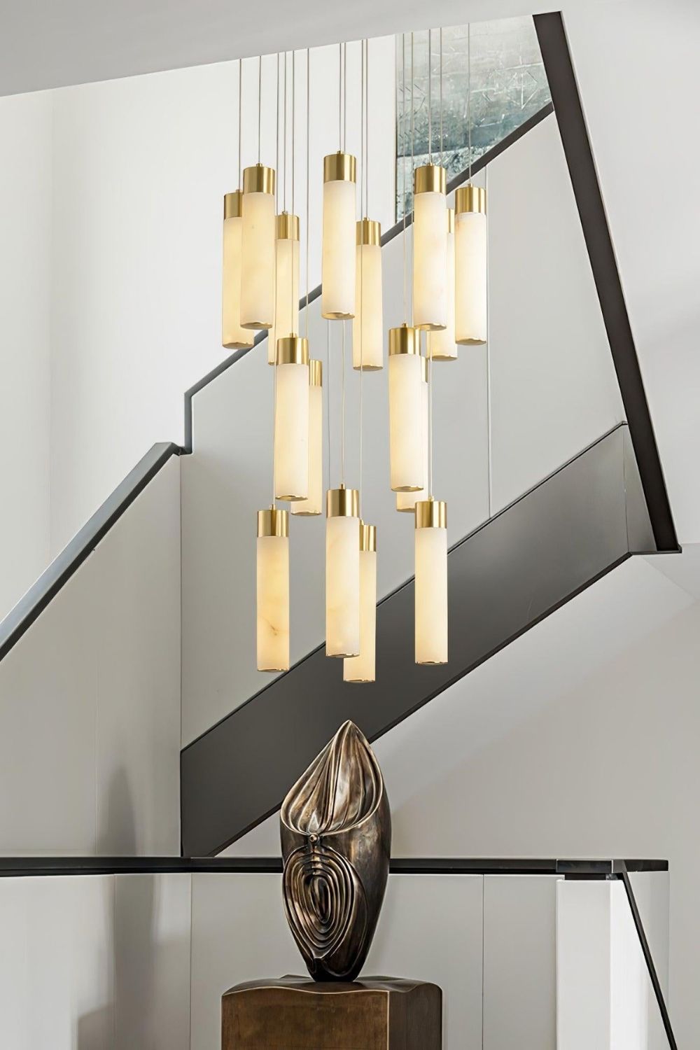 Alabaster Celestial Brass Cascade Chandelier - view 2 | everlamps