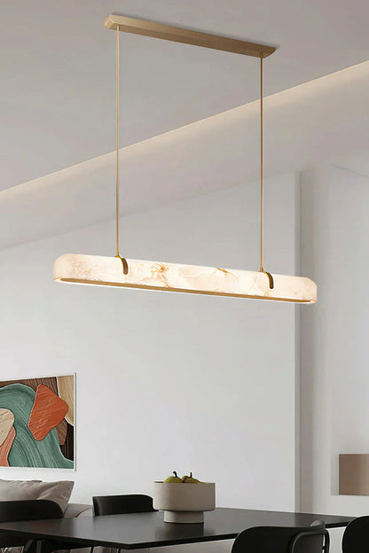 Alabaster Linear Brass Chandelier - view 2 | everlamps