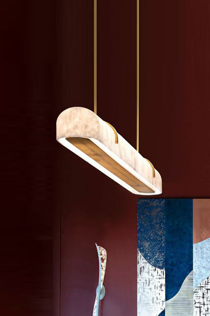 Alabaster Linear Brass Chandelier - view 7 | everlamps