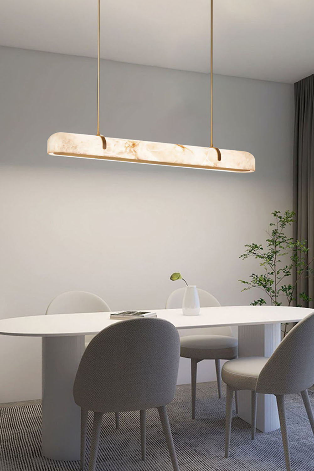 Alabaster Linear Brass Chandelier - view 3 | everlamps