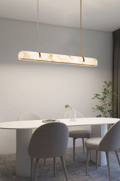 Alabaster Linear Brass Chandelier - view 3 | everlamps