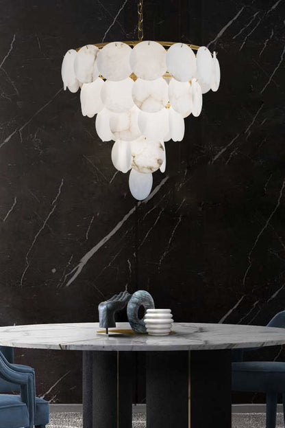 Alabaster Magnolia Multi-Tiered Round Chandelier - everlamps
