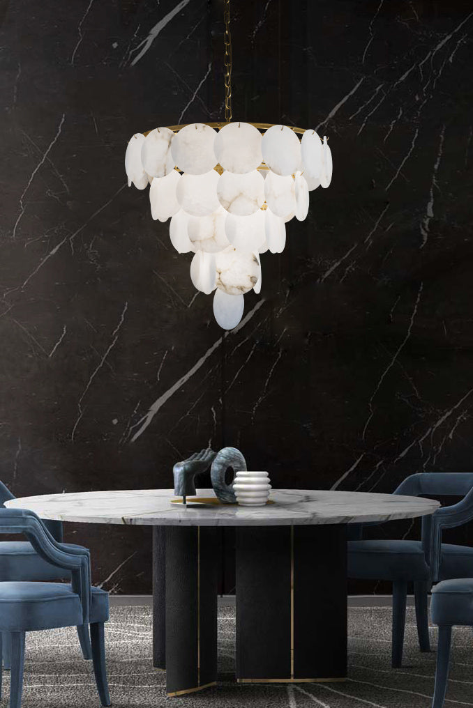 Alabaster Magnolia Multi-Tiered Round Chandelier - everlamps