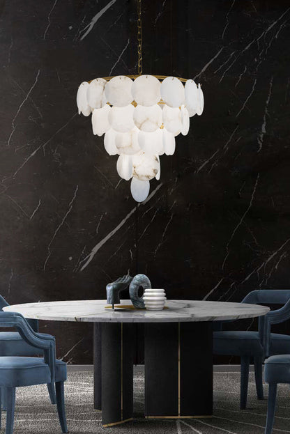Alabaster Magnolia Multi-Tiered Round Chandelier - everlamps