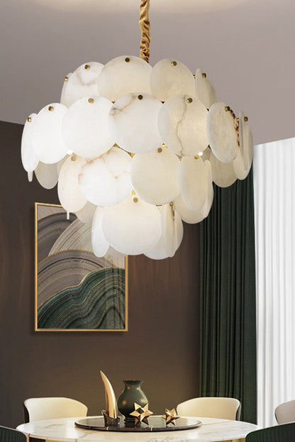 Alabaster Magnolia Multi-Tiered Round Chandelier - everlamps