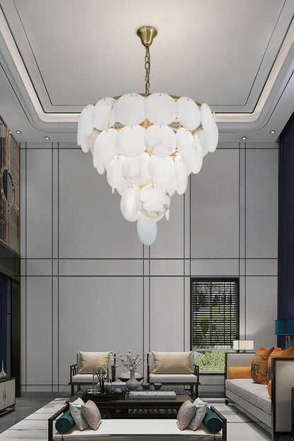 Alabaster Magnolia Multi-Tiered Round Chandelier - everlamps