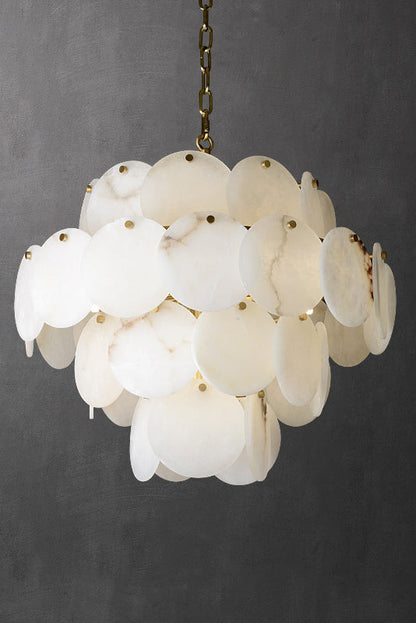 Alabaster Magnolia Multi-Tiered Round Chandelier - everlamps