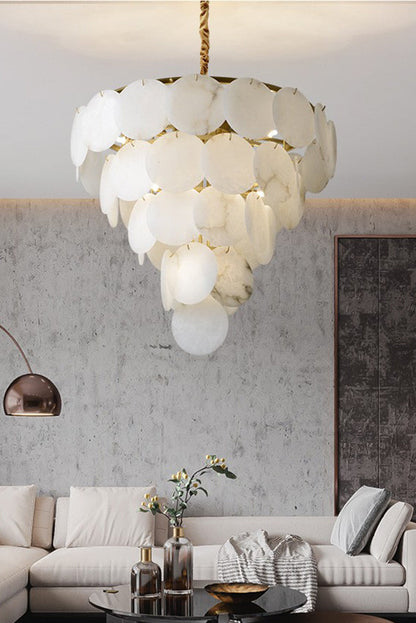 Alabaster Magnolia Multi-Tiered Round Chandelier - everlamps