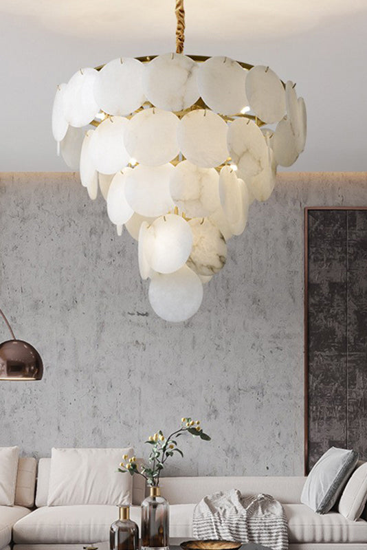Alabaster Magnolia Multi-Tiered Round Chandelier - everlamps