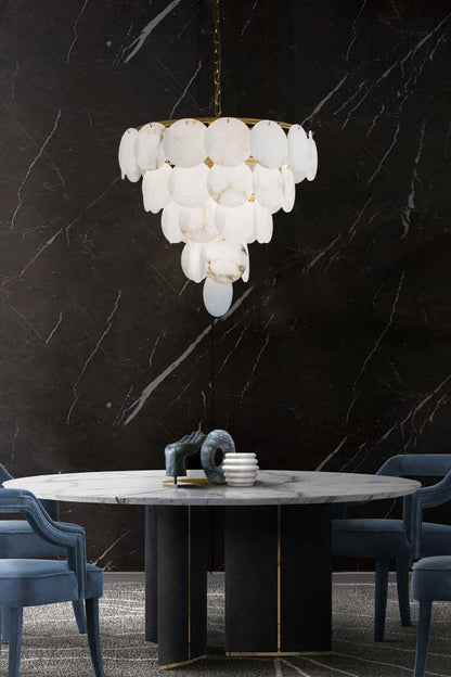 Alabaster Magnolia Multi-Tiered Round Chandelier - everlamps
