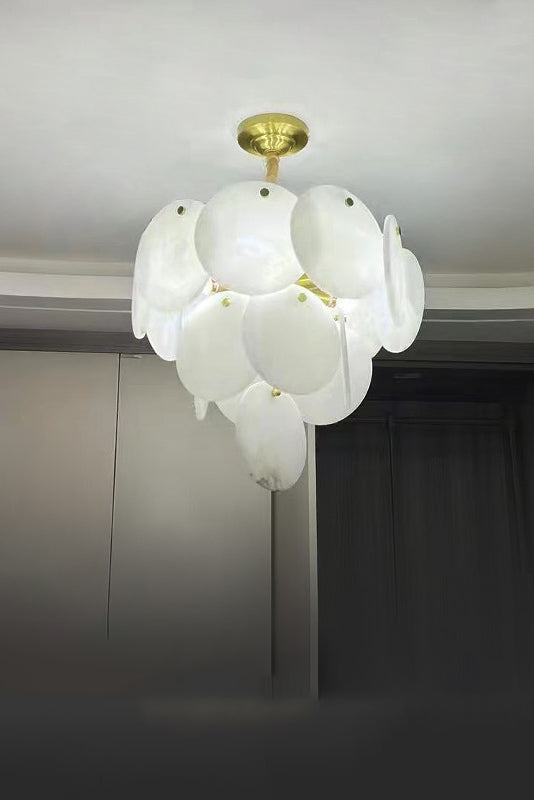 Alabaster Magnolia Multi-Tiered Round Chandelier - everlamps