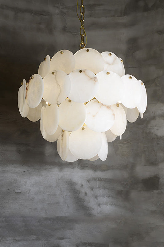 Alabaster Magnolia Multi-Tiered Round Chandelier - everlamps