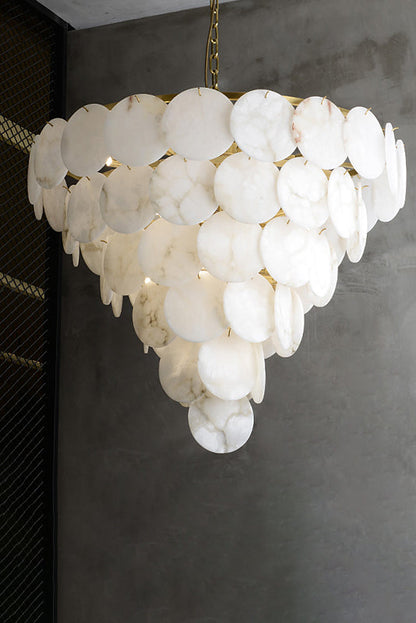 Alabaster Magnolia Multi-Tiered Round Chandelier - everlamps