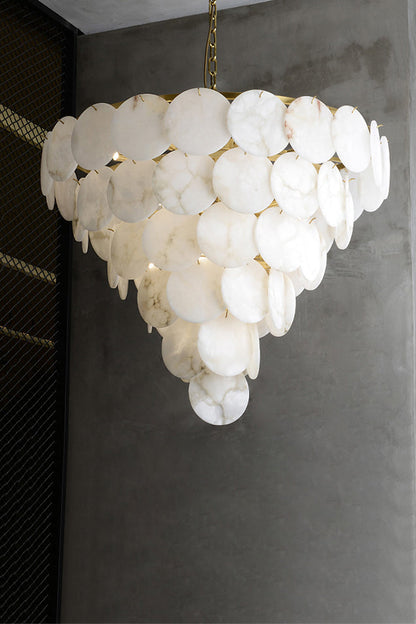Alabaster Magnolia Multi-Tiered Round Chandelier - everlamps