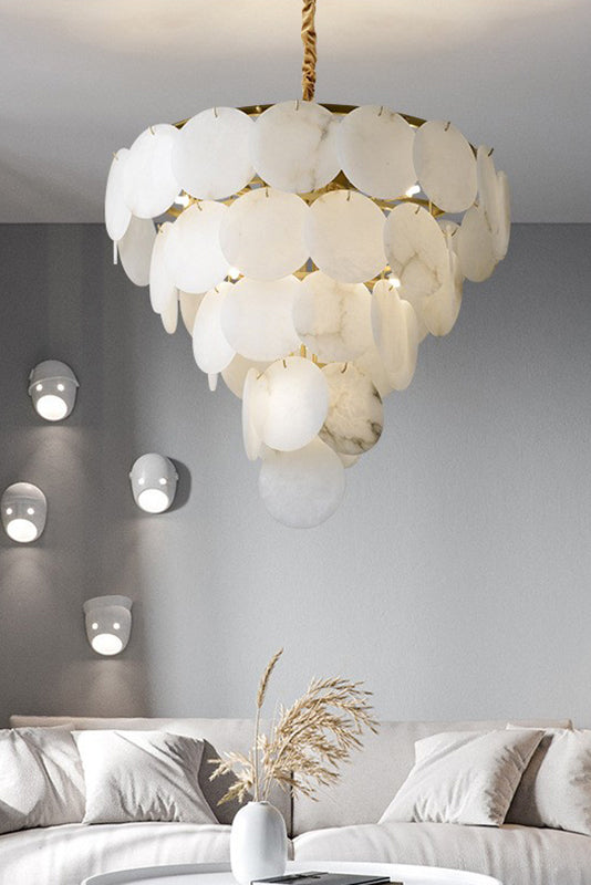 Alabaster Magnolia Multi-Tiered Round Chandelier - everlamps