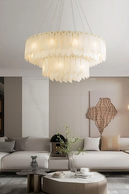 Alabaster Modern Cascade Tiered Chandelier - view 3 | everlamps