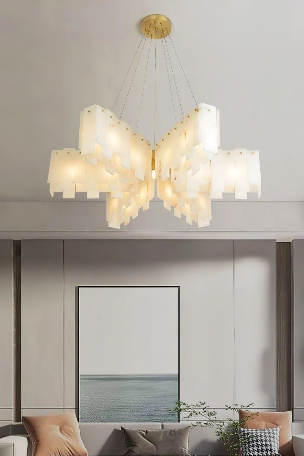 Alabaster Modern Cascade Tiered Chandelier - view 2 | everlamps
