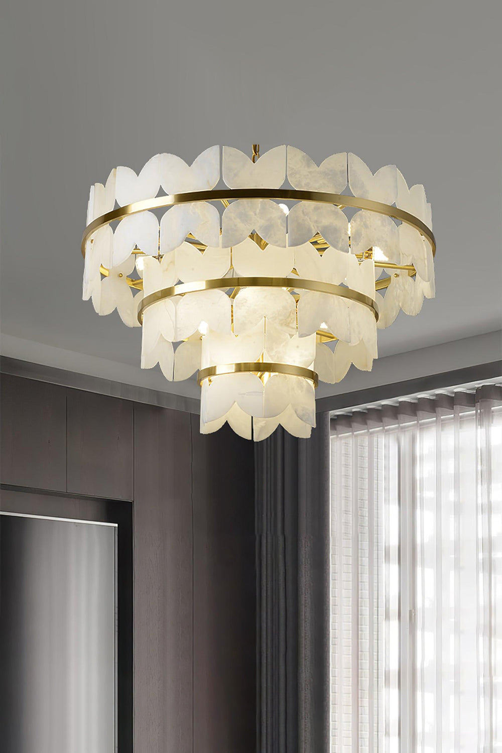 Alabaster Petal Tier Chandelier - view 3 | everlamps