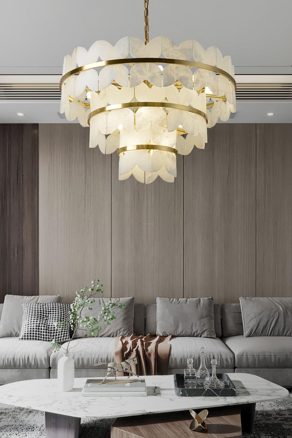 Alabaster Petal Tier Chandelier - view 2 | everlamps